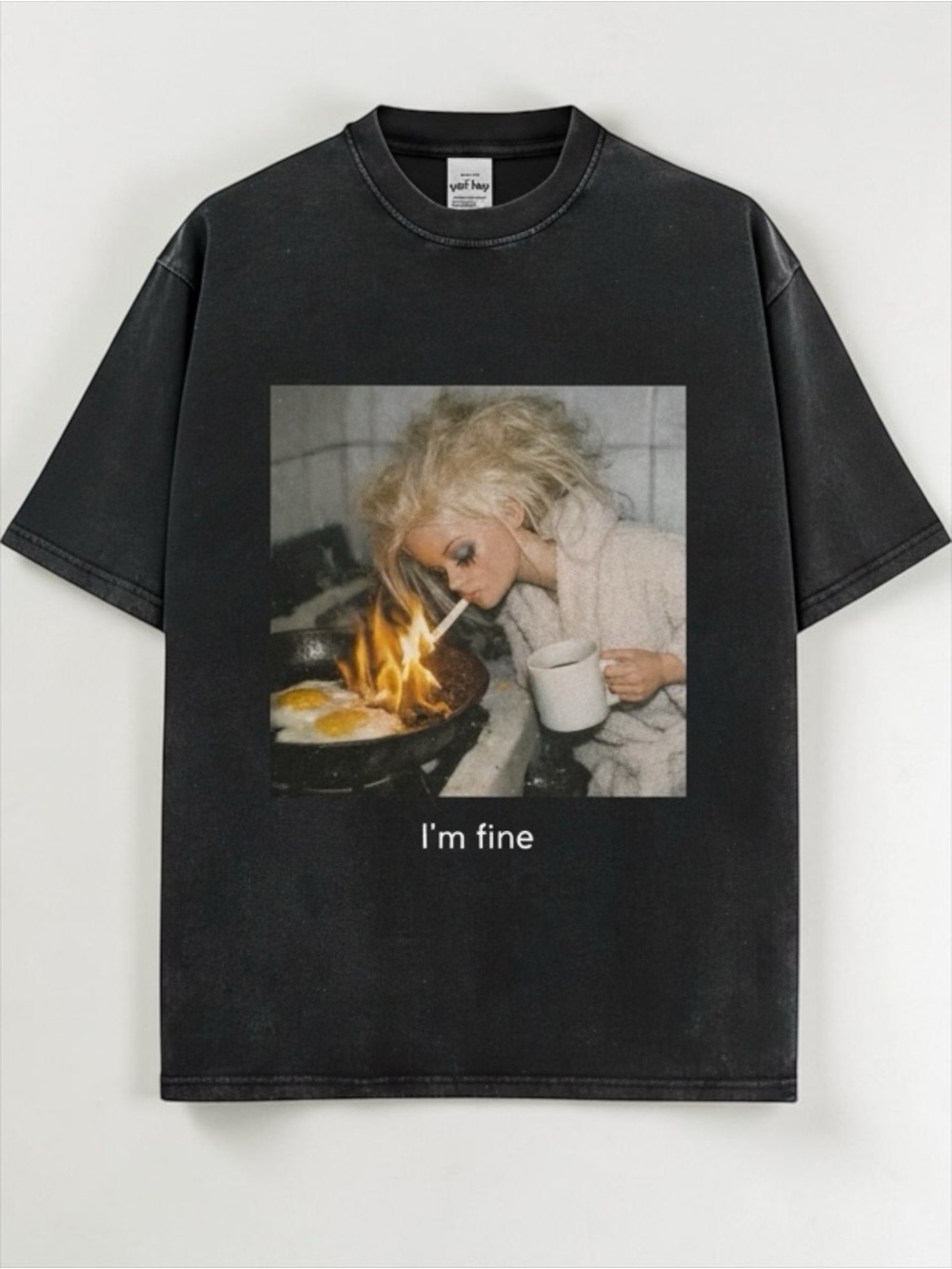 Vintage Black 'I'm Fine' Graphic Tee